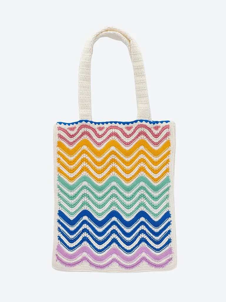 Knit wave crochet bag