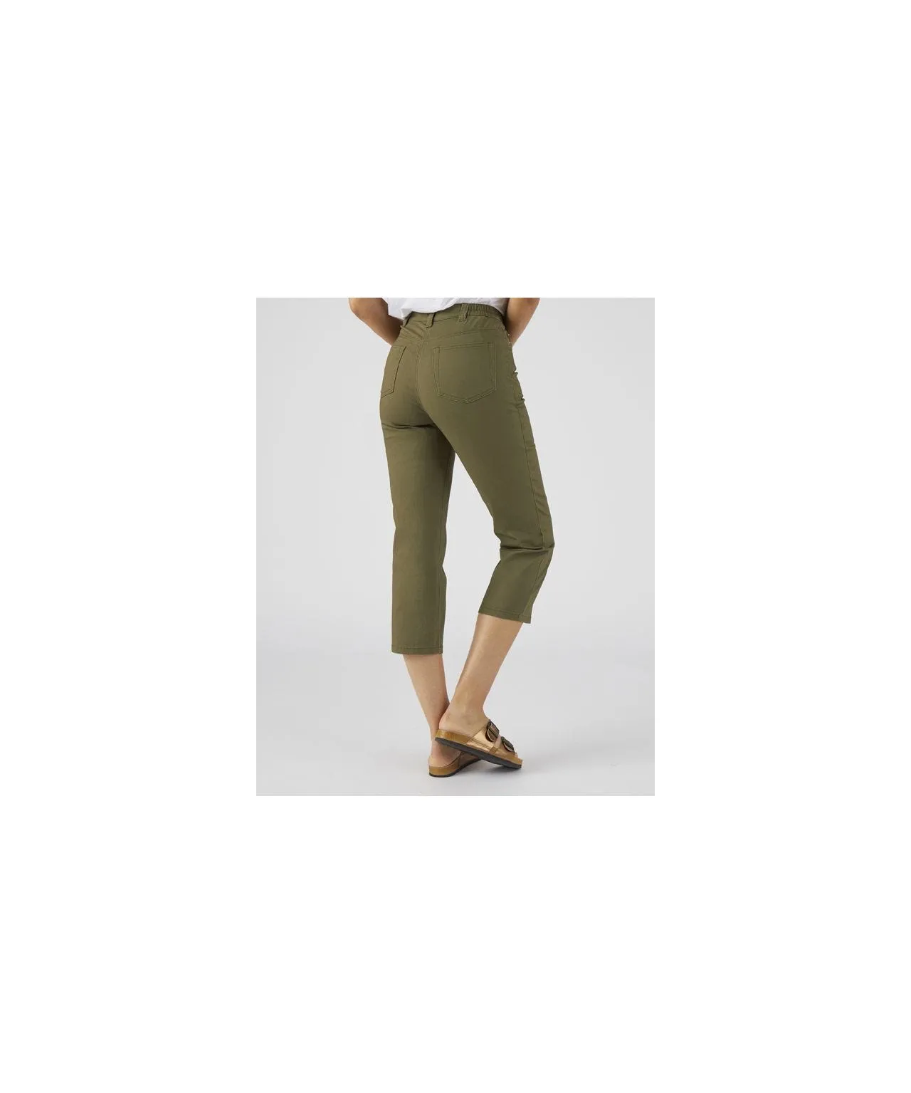 Ladies Cotton Stretch Cropped Trousers