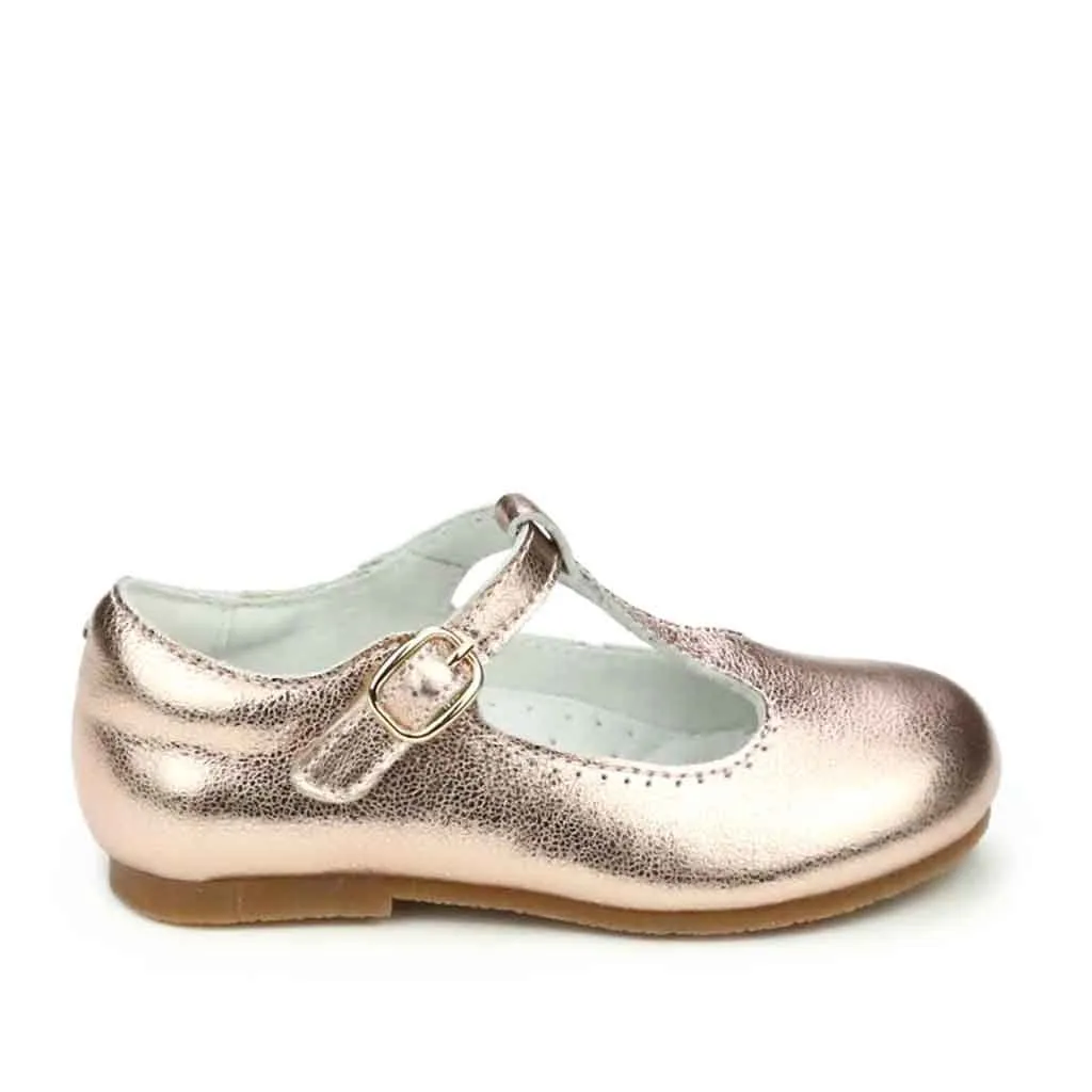 L'amour Eleanor T-Strap Flat - Rose Gold