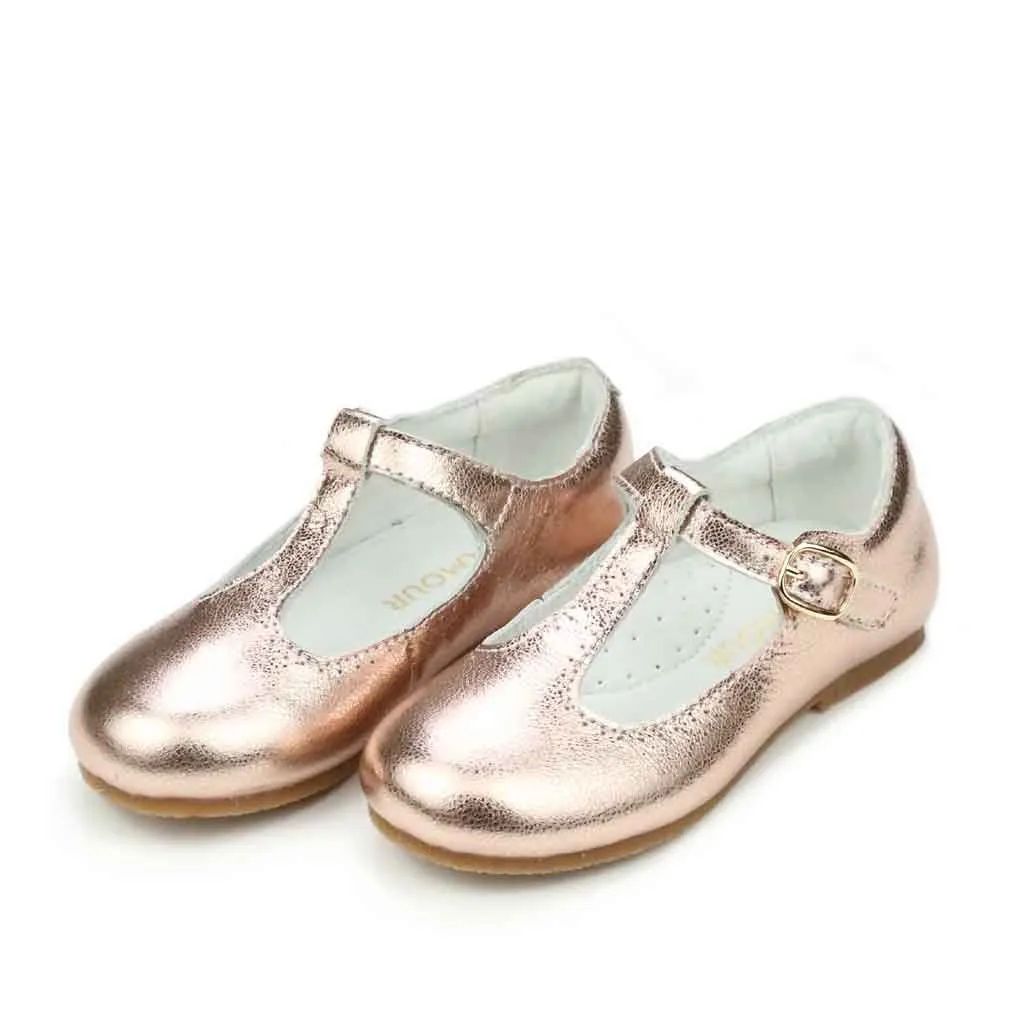 L'amour Eleanor T-Strap Flat - Rose Gold