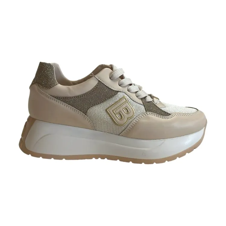 Laura Biagiotti 8414 Scarpe Donna Sneakers Glitter Beige