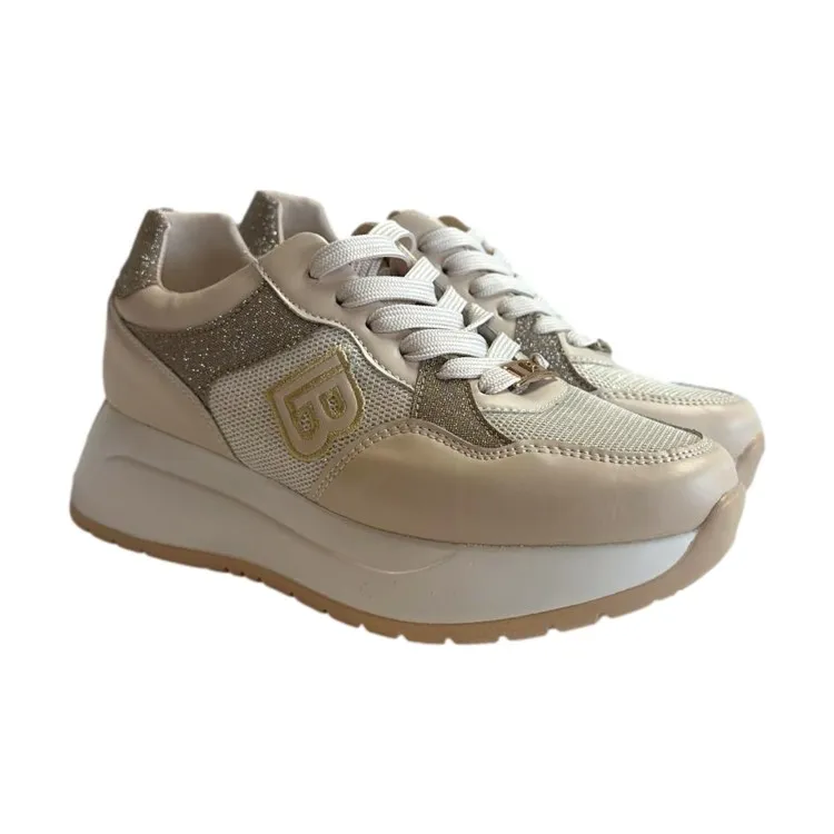 Laura Biagiotti 8414 Scarpe Donna Sneakers Glitter Beige