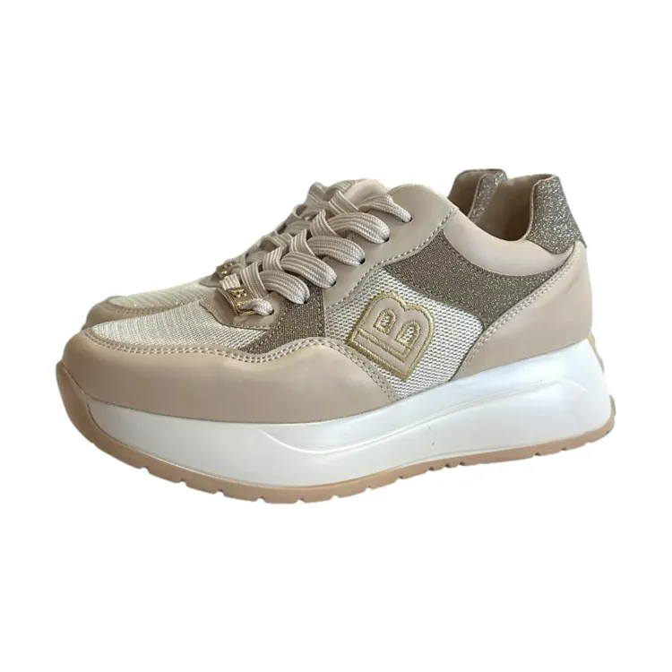 Laura Biagiotti 8414 Scarpe Donna Sneakers Glitter Beige