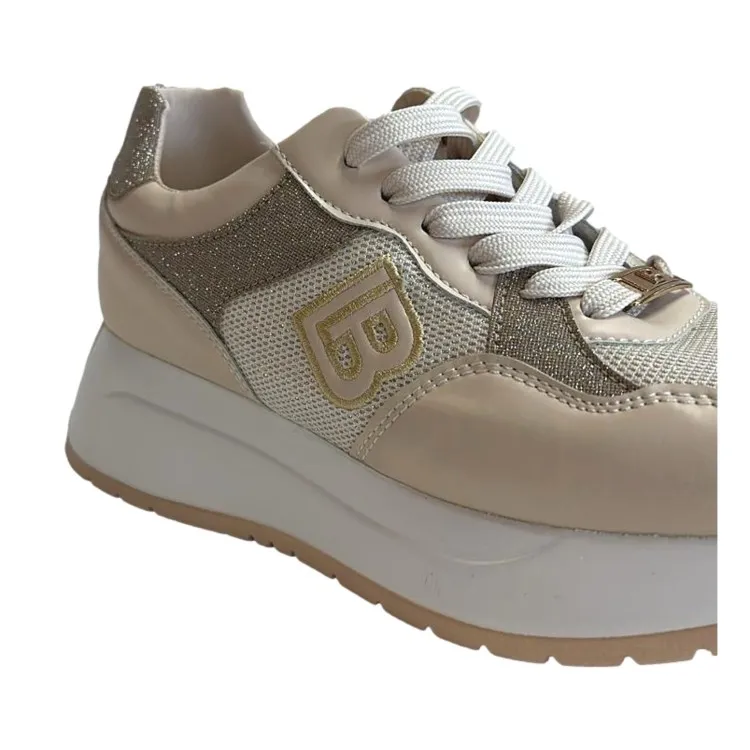 Laura Biagiotti 8414 Scarpe Donna Sneakers Glitter Beige