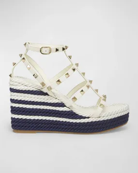 Leather Caged Wedge Espadrilles by Rockstud