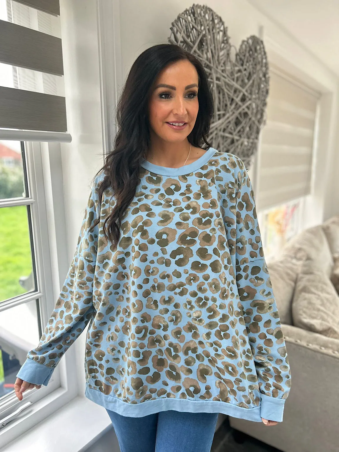 Leopard Print Denim Sweatshirt Kirsty - Shop Now