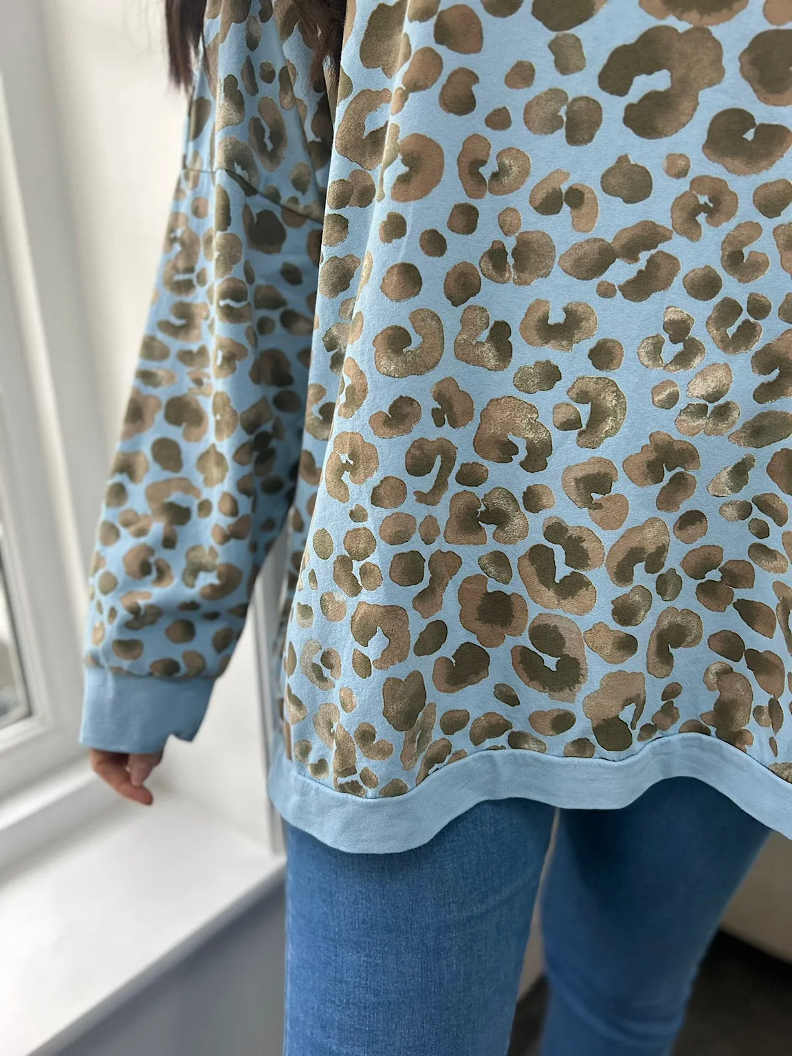 Leopard Print Denim Sweatshirt Kirsty - Shop Now