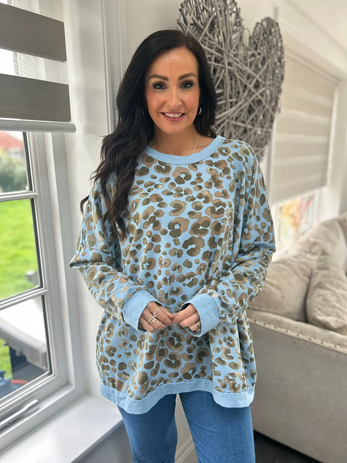 Leopard Print Denim Sweatshirt Kirsty - Shop Now