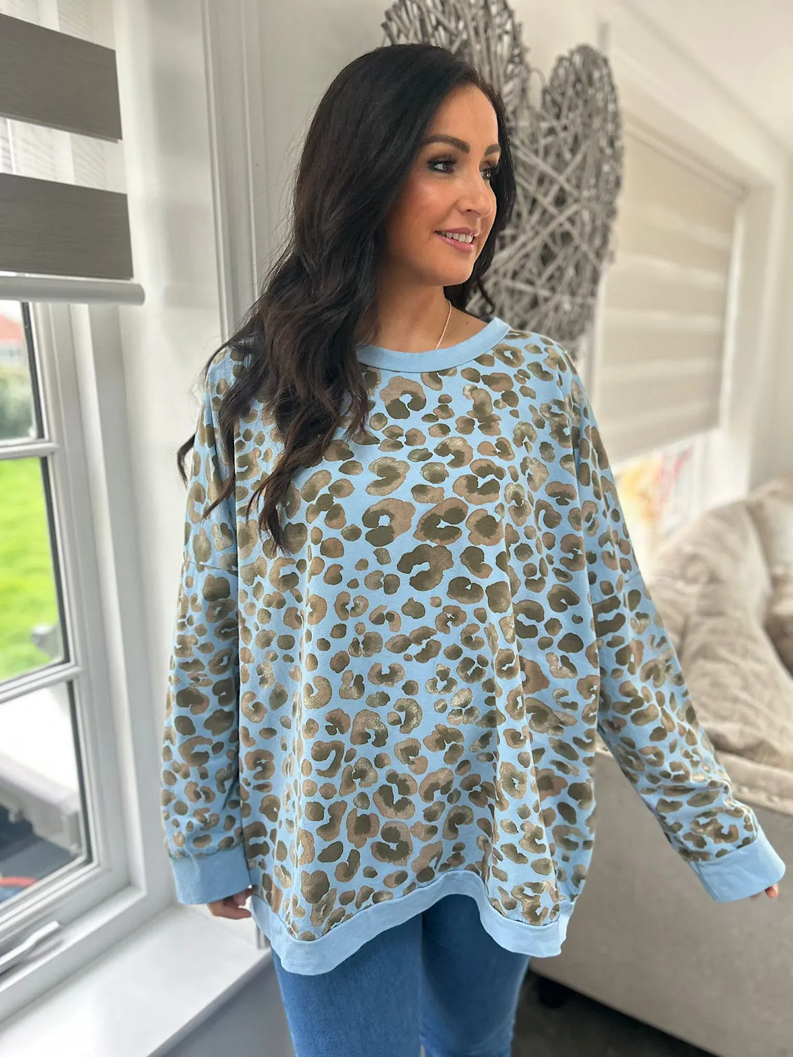 Leopard Print Denim Sweatshirt Kirsty - Shop Now