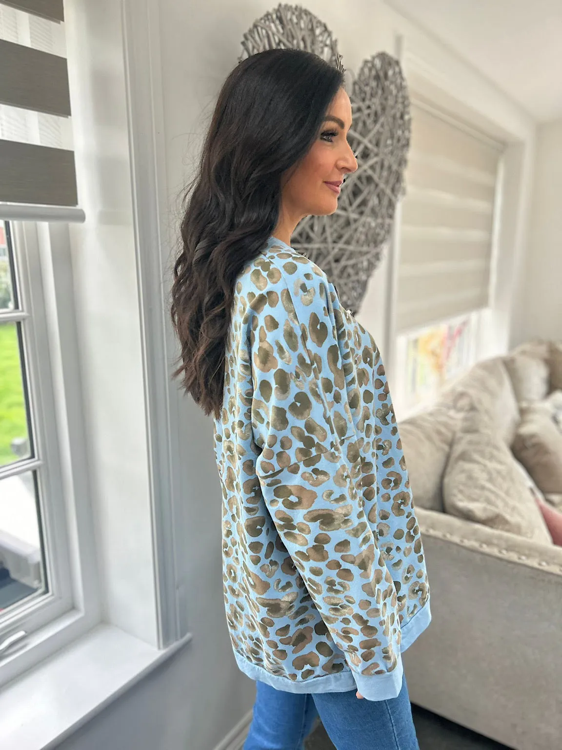 Leopard Print Denim Sweatshirt Kirsty - Shop Now