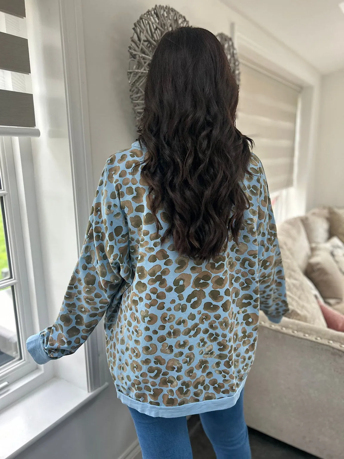 Leopard Print Denim Sweatshirt Kirsty - Shop Now