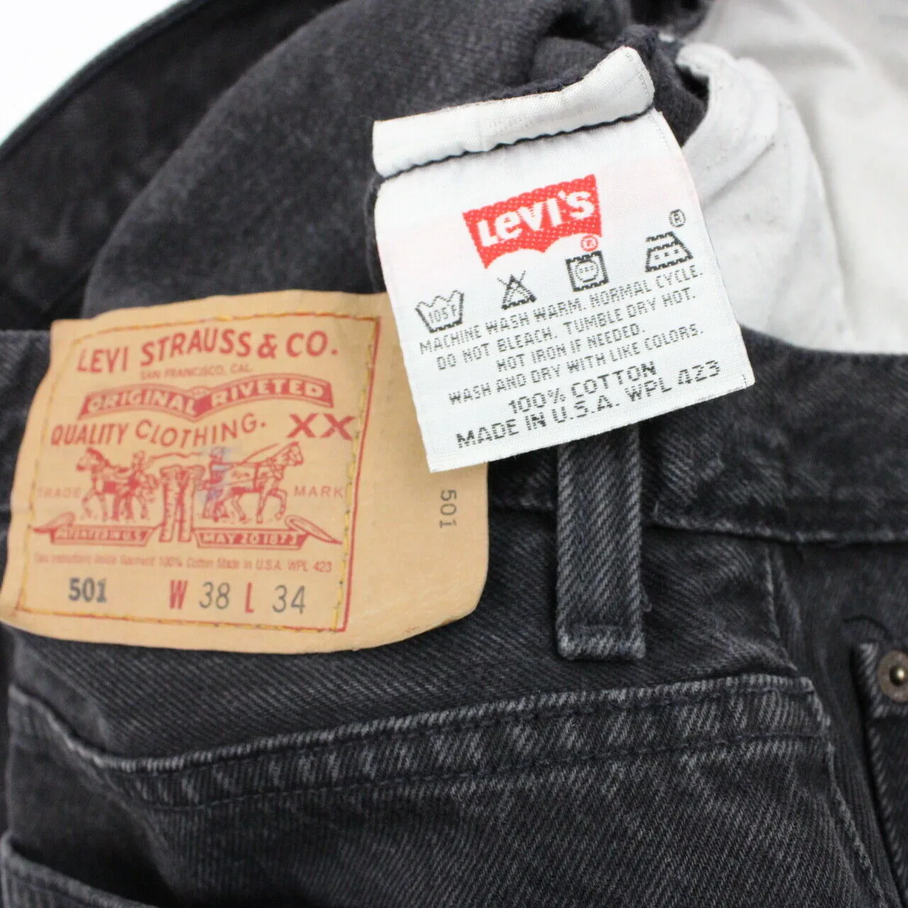 LEVIS 501 Jeans Black Charcoal | W38 L34