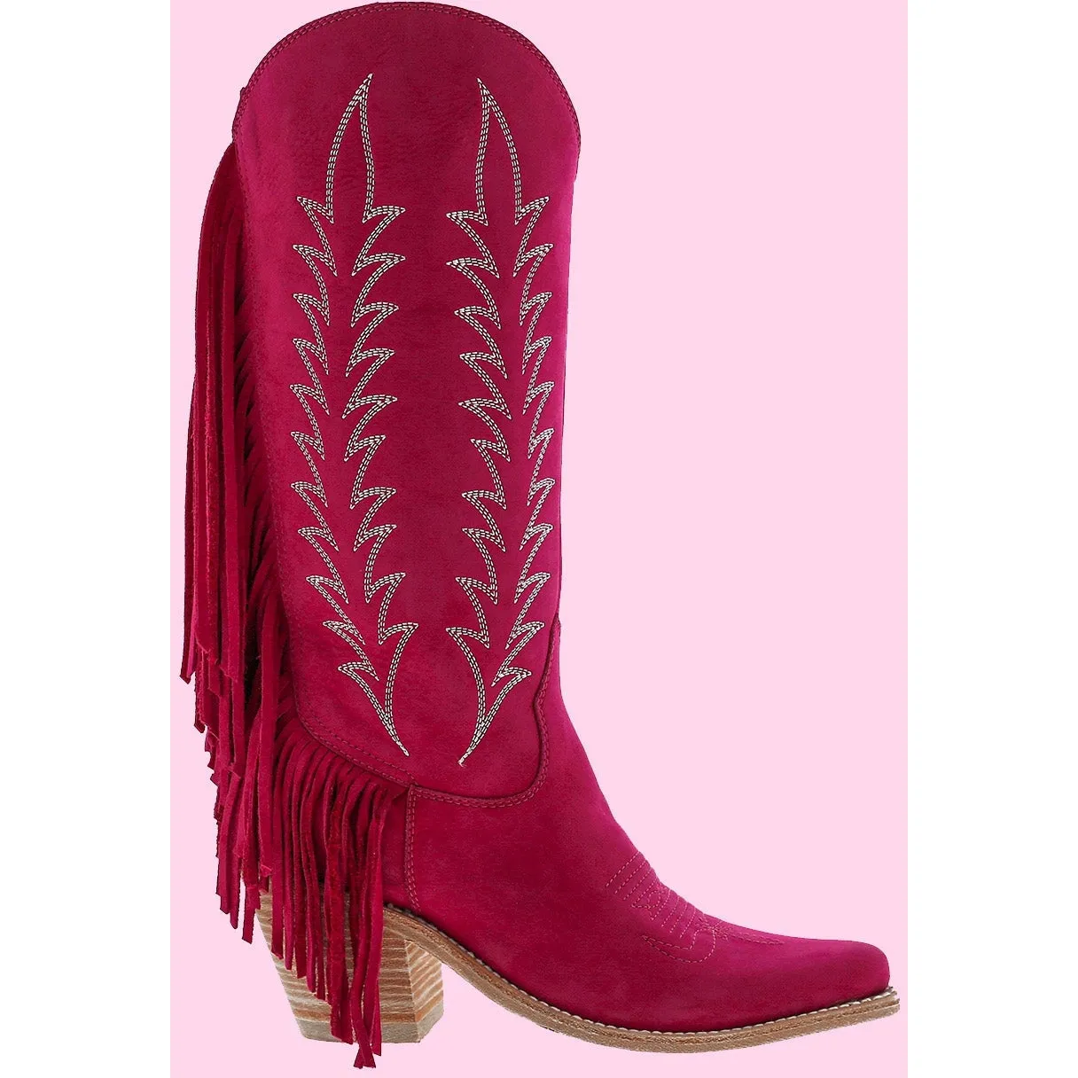 Black Fringed Boots - Liberty Marie Fuchsia