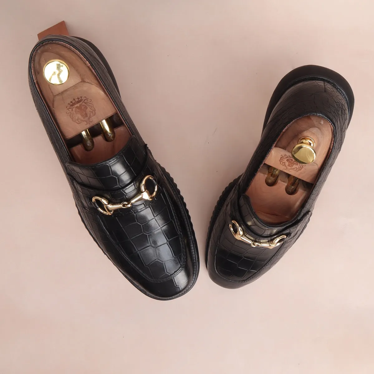 Light Weight Flat Loafer in Black Deep Cut Leather