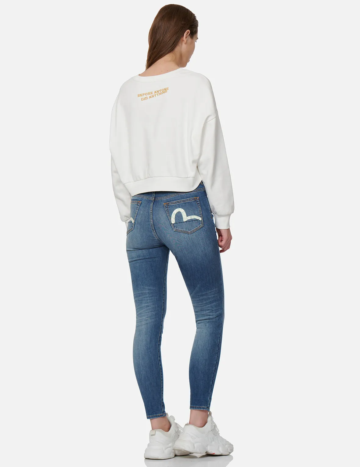 Logo-pattern Seagull Print Skinny Jeans