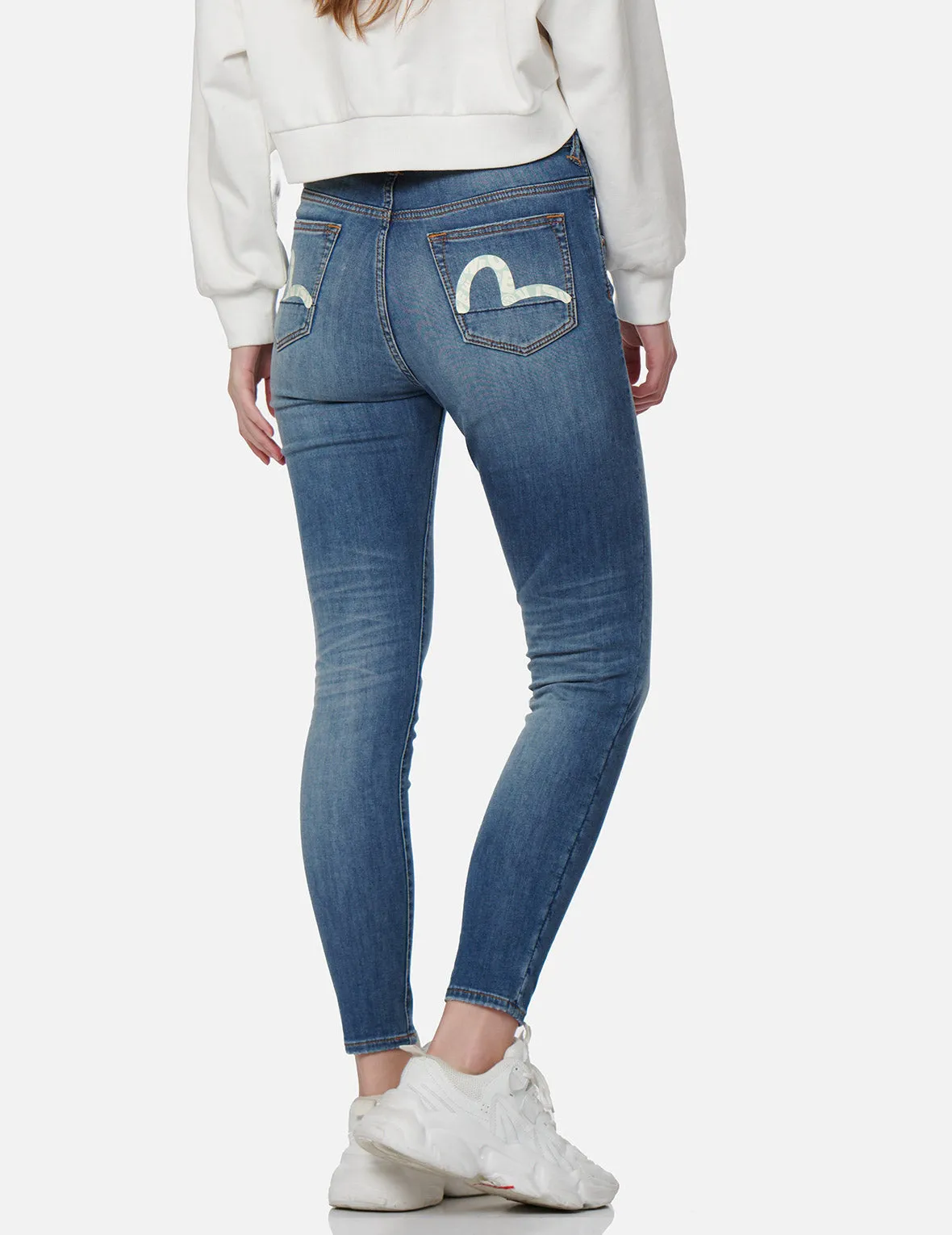 Logo-pattern Seagull Print Skinny Jeans