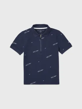 Logo Print Polo (Boys) - Cobalt Saphire