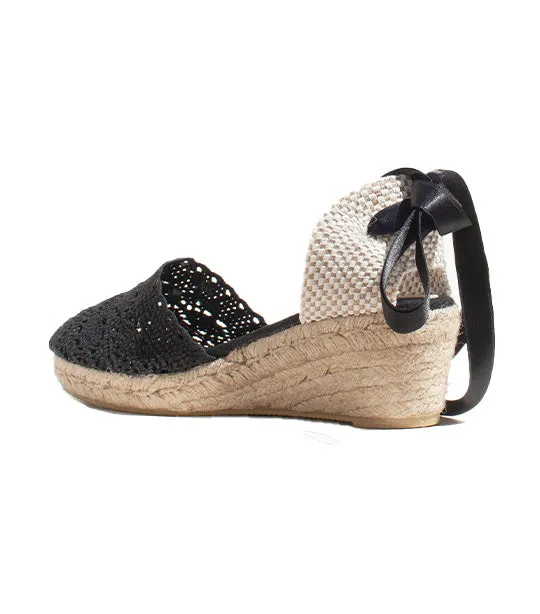 Lola 5 Black Macrame Slip-On Shoes