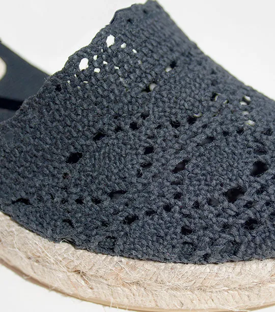 Lola 5 Black Macrame Slip-On Shoes