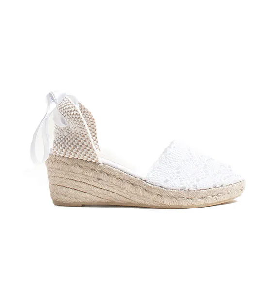 Lola 5 White Macrame Slip-On Shoes