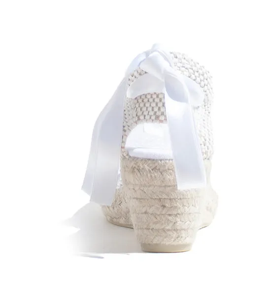 Lola 5 White Macrame Slip-On Shoes