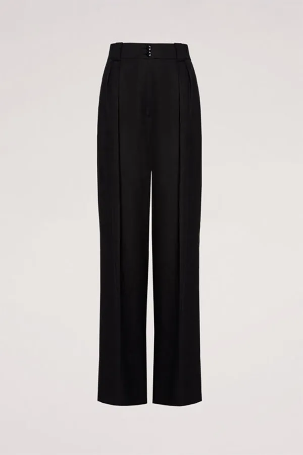 Luisa Spagnoli ATTRICE BLACK WIDE LINEN TROUSERS