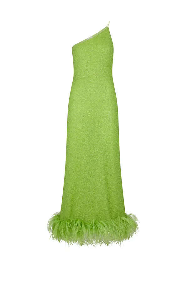 Lime One Shoulder Dress by Lumiere Plumage