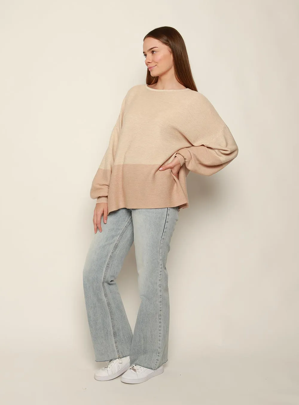 Maya Two Tone Knit Beige