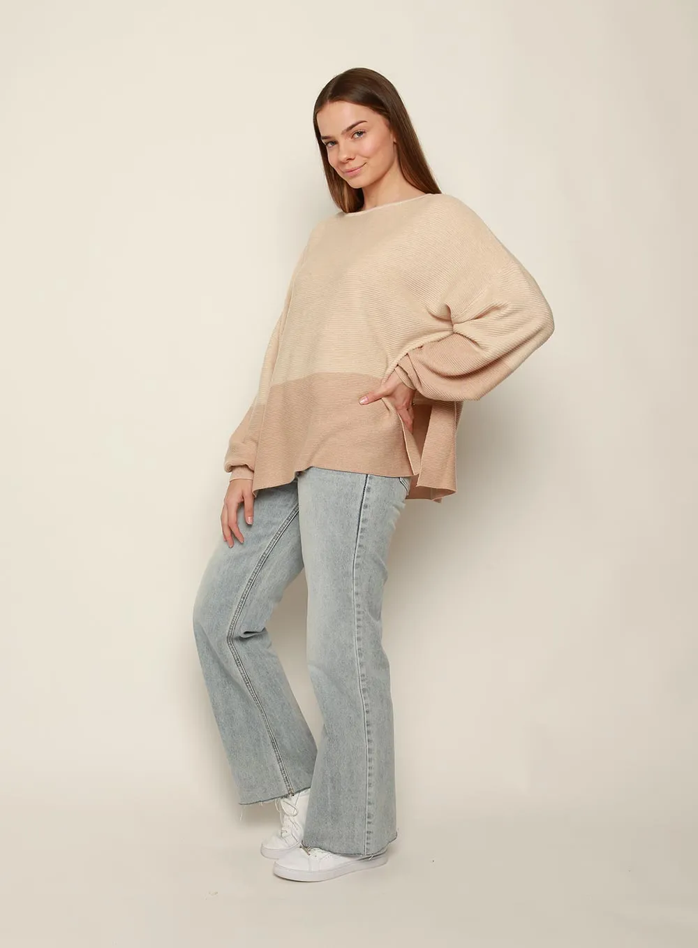 Maya Two Tone Knit Beige