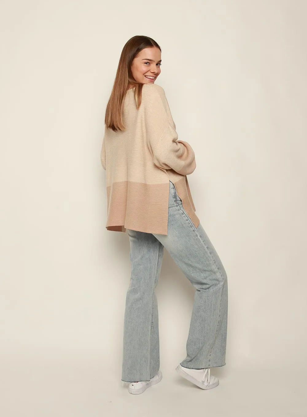 Maya Two Tone Knit Beige