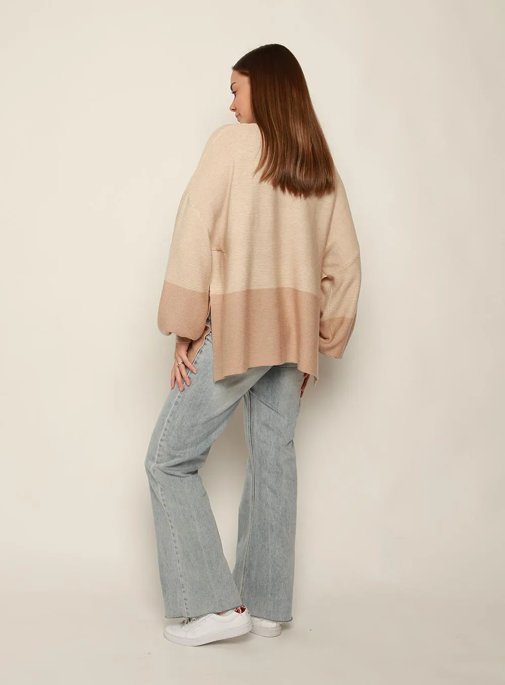 Maya Two Tone Knit Beige