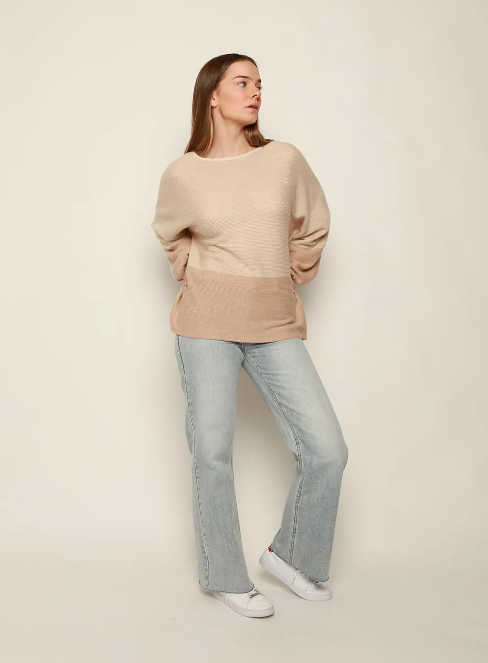 Maya Two Tone Knit Beige