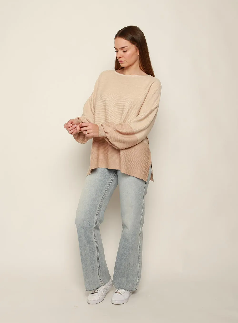 Maya Two Tone Knit Beige