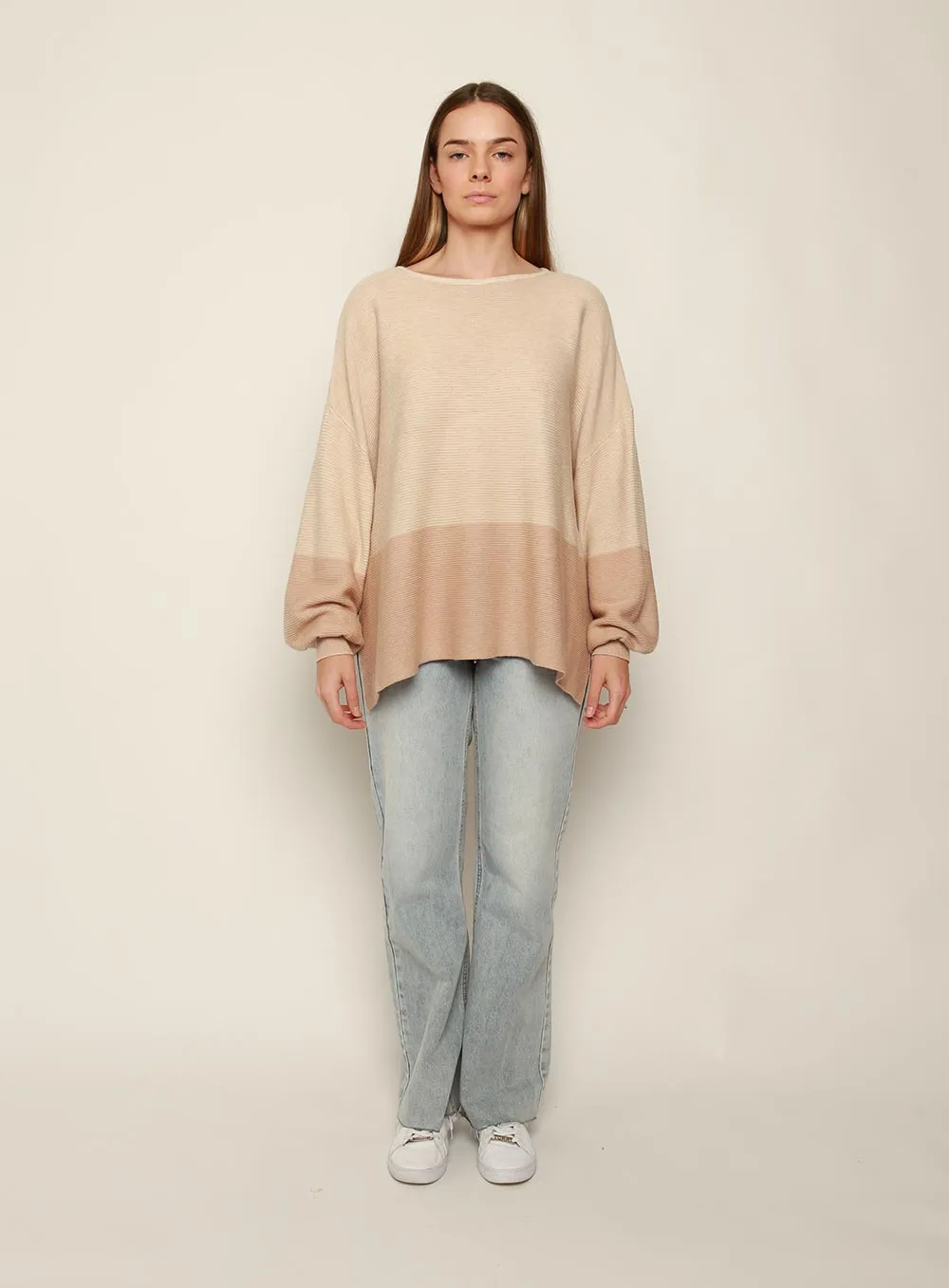 Maya Two Tone Knit Beige