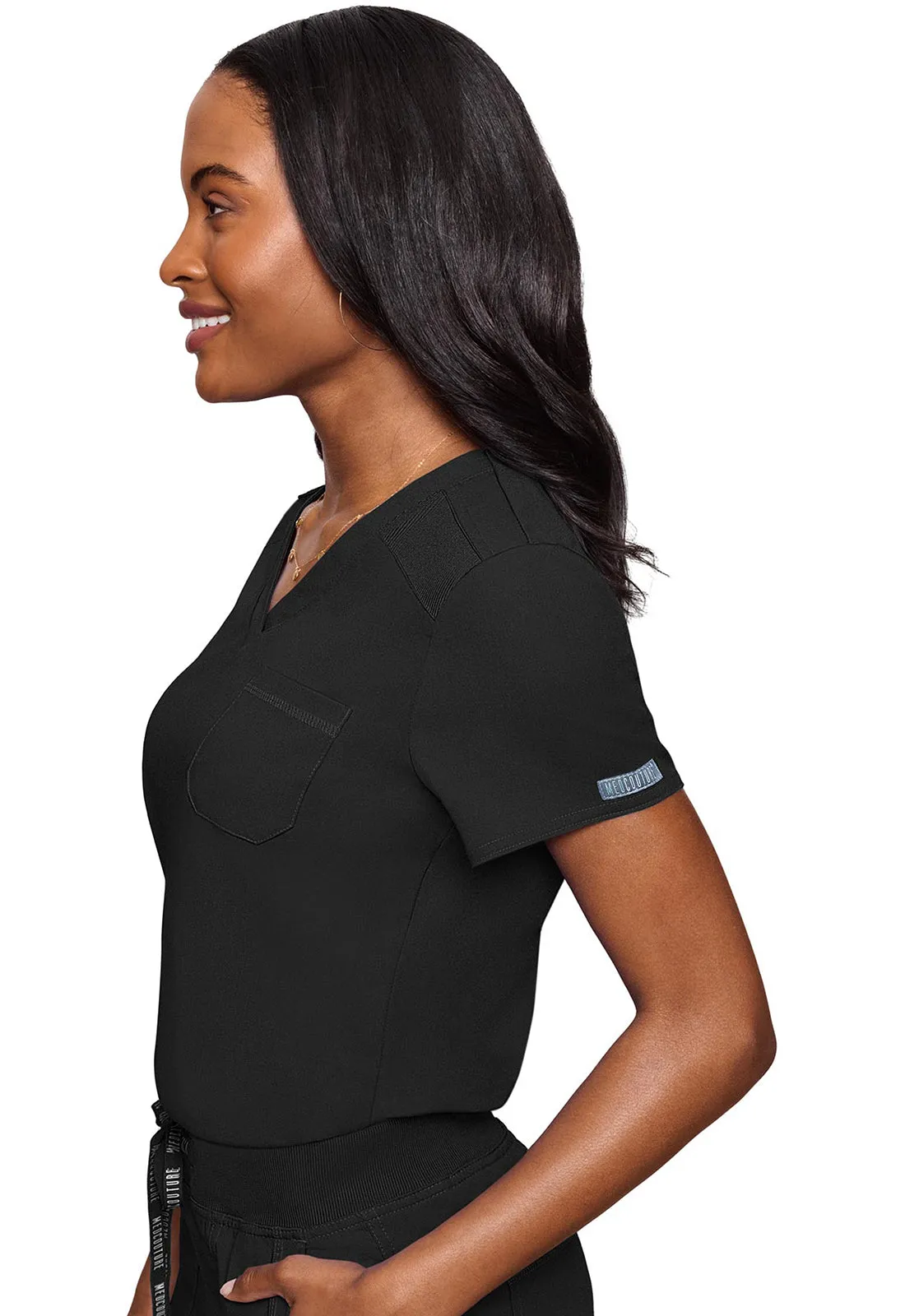 Med Couture Touch Black V-Neck Tuck In