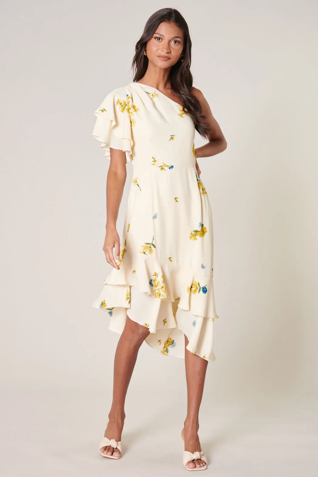 Melba Floral One Shoulder Asymmetrical Dress