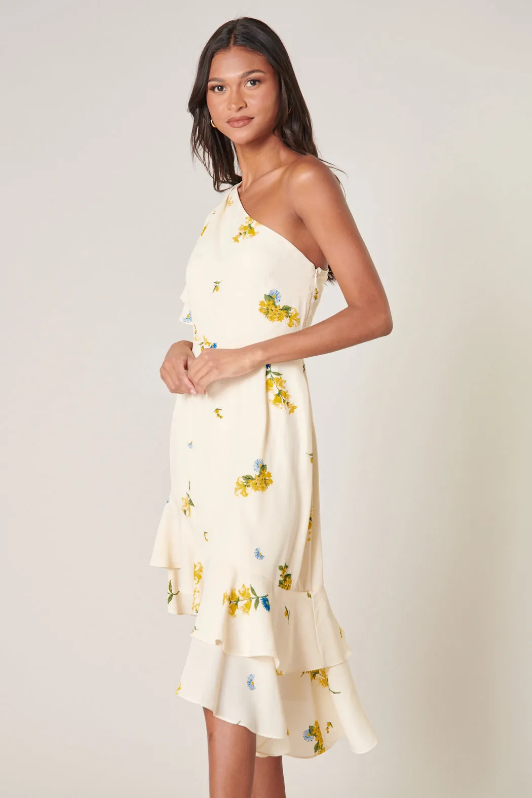 Melba Floral One Shoulder Asymmetrical Dress