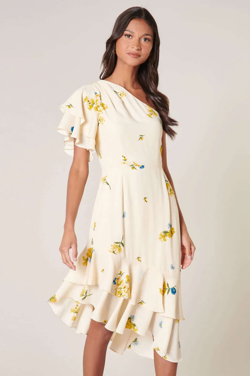 Melba Floral One Shoulder Asymmetrical Dress