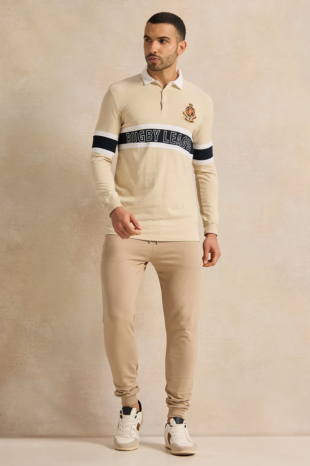 Men Beige Casual Polo t-shirt