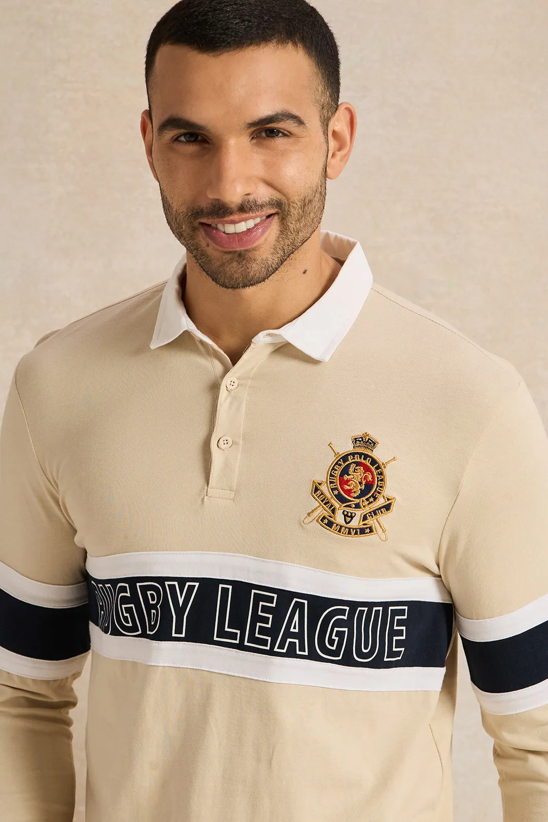 Men Beige Casual Polo t-shirt