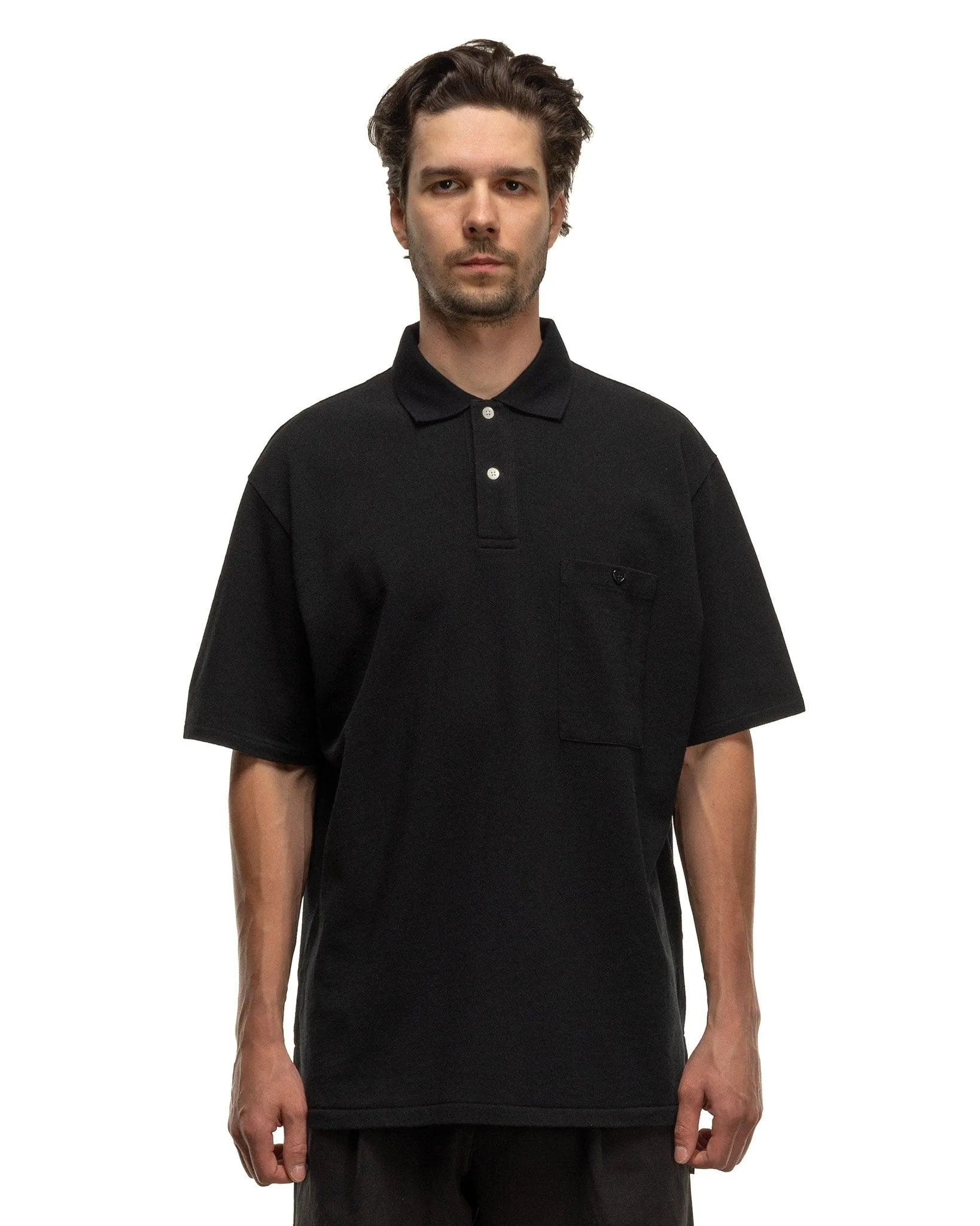 Men's Black Oversized Polo Shirt.