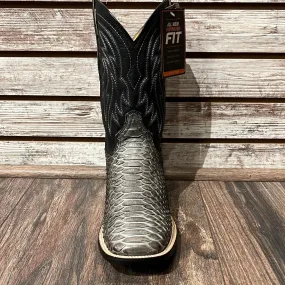 Men's Gray Python Print Leather Boots