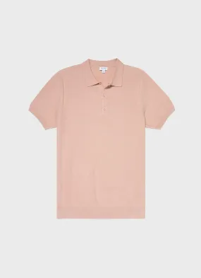 Men's Knit Polo Shirt in Shell Pink