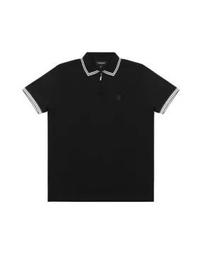 Men's Striped Travel Polo Shirt - Black A167