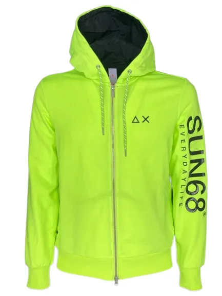 Men's Yellow Fluorescent Hoodie with Zip