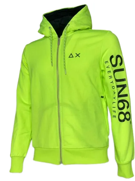 Men's Yellow Fluorescent Hoodie with Zip