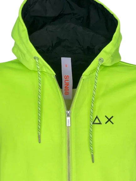 Men's Yellow Fluorescent Hoodie with Zip