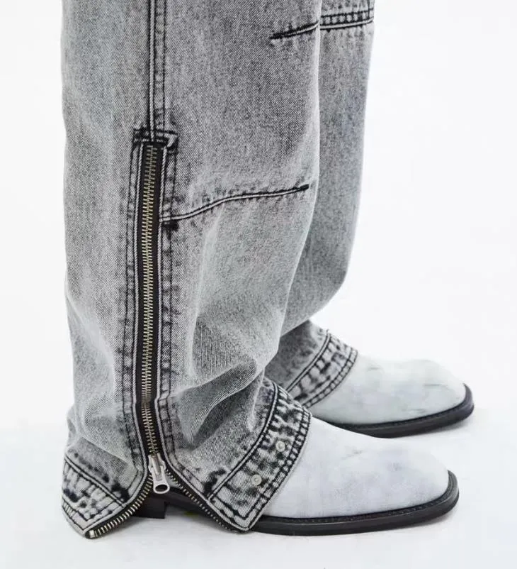 Baggy Denim Pants for Men | Retro Hiphop Leisure Trousers | Hip Hop Jean Bottoms