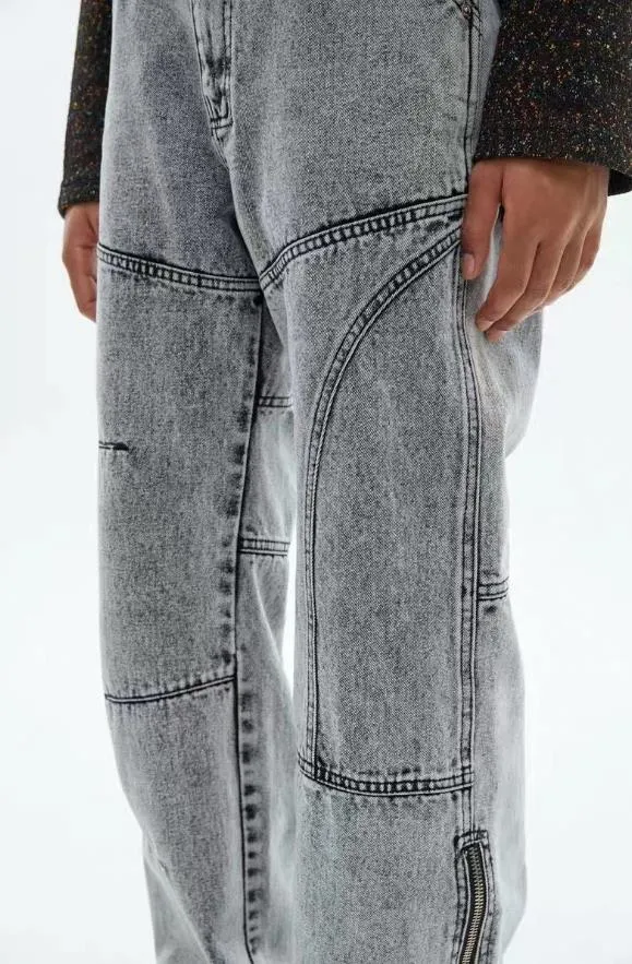 Baggy Denim Pants for Men | Retro Hiphop Leisure Trousers | Hip Hop Jean Bottoms