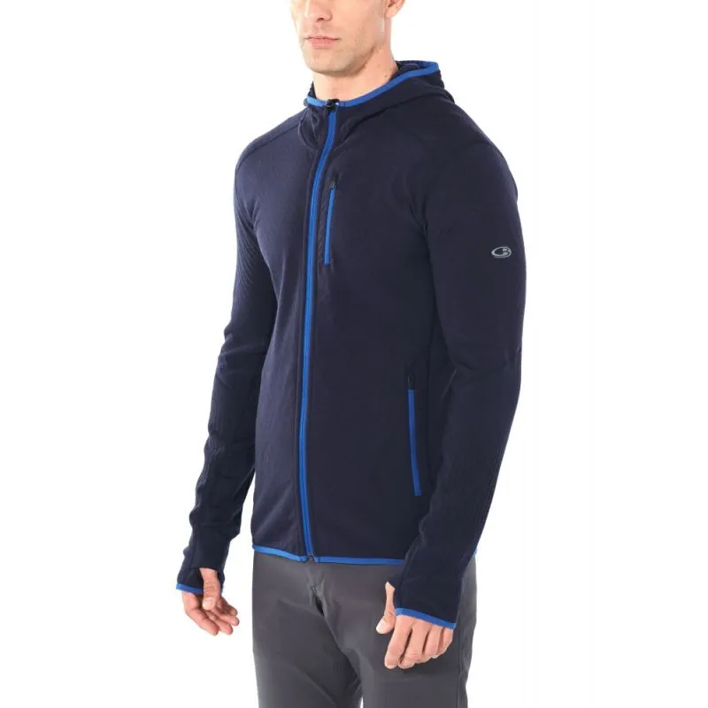 Merino Fleece Men's Jacket - Icebreaker Descender LS Zip Hood